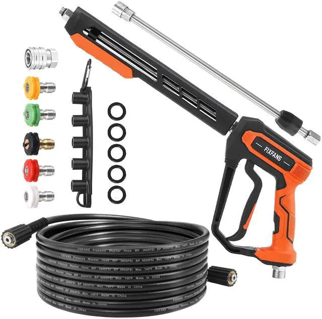 Main image of Pressure Washer Gun and Hose Kit, 25 FT High Power Washer Hose with Replacement Wand Extension, 5 Nozzle Tips, M22 Fitting