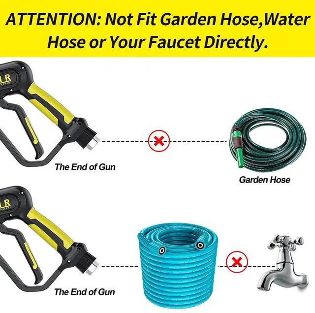 Alt view image 5 of 7 - 3600PSI Pressure Washer Gun and Hose 50ft, Power Washer Hose Gun 15 in Extension Wand Accessories Replacement Parts Kit with Nozzle Tips and 3/8'' QC Set Suitable for Home and Outdoor Cleaning