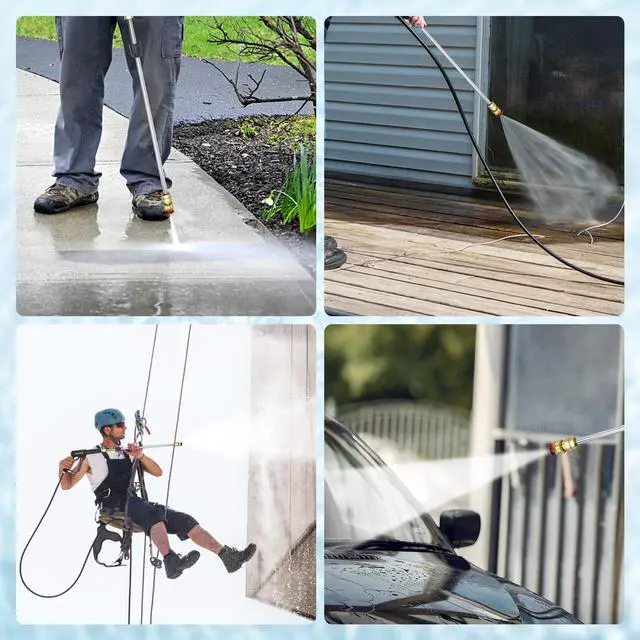 Alt view image 7 of 7 - 3600PSI Pressure Washer Gun and Hose 50ft, Power Washer Hose Gun 15 in Extension Wand Accessories Replacement Parts Kit with Nozzle Tips and 3/8'' QC Set Suitable for Home and Outdoor Cleaning