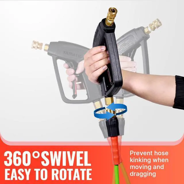 Alt view image 2 of 7 - Pressure Washer Gun and Hose, 25 FT Flexible Hose with Stainless Steel Extension Power Washer Wand, 3/8" Swivel Quick Connect & M22-14mm Adapter Replacement for Ryobi Simpson Honda (Green)