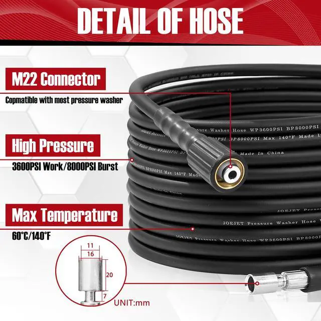 Alt view image 3 of 7 - Pressure Washer Spray Gun and Hose 32FT, Extension Wand and 5 Nozzle Tips, Compatible with Some Portland Husky Black Decker Ford Pulsar ShopForce Taskforce Powerwasher Power Washer