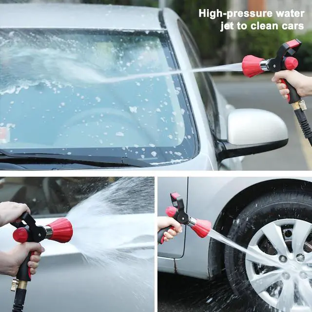 Alt view image 6 of 7 - High Pressure Fireman's Spray Nozzle, Heavy Duty Metal Garden Hose Nozzle with Lever Handle and Slip Ergonomic Grip, Adjustable Water Nozzle for Watering Lawn and Garden, Washing Car & Pet