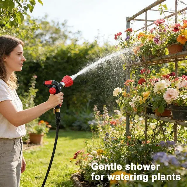 Alt view image 7 of 7 - High Pressure Fireman's Spray Nozzle, Heavy Duty Metal Garden Hose Nozzle with Lever Handle and Slip Ergonomic Grip, Adjustable Water Nozzle for Watering Lawn and Garden, Washing Car & Pet