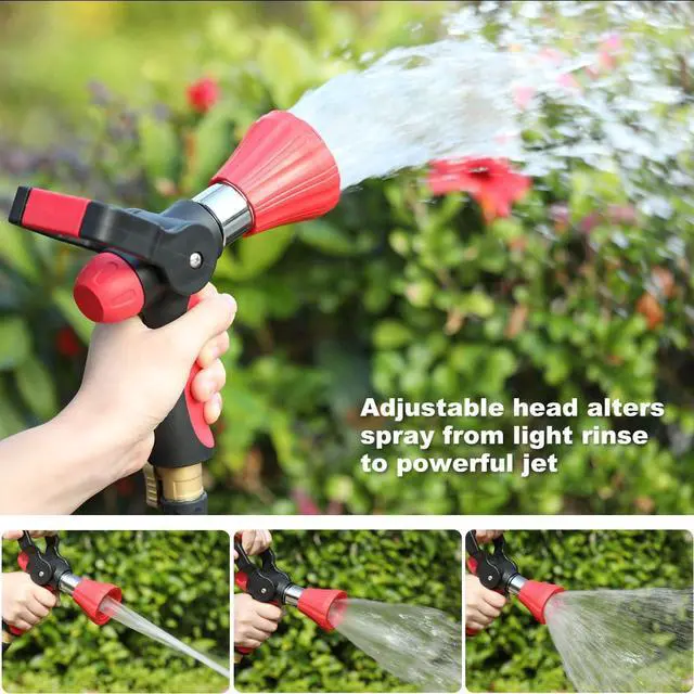 Alt view image 5 of 7 - High Pressure Fireman's Spray Nozzle, Heavy Duty Metal Garden Hose Nozzle with Lever Handle and Slip Ergonomic Grip, Adjustable Water Nozzle for Watering Lawn and Garden, Washing Car & Pet