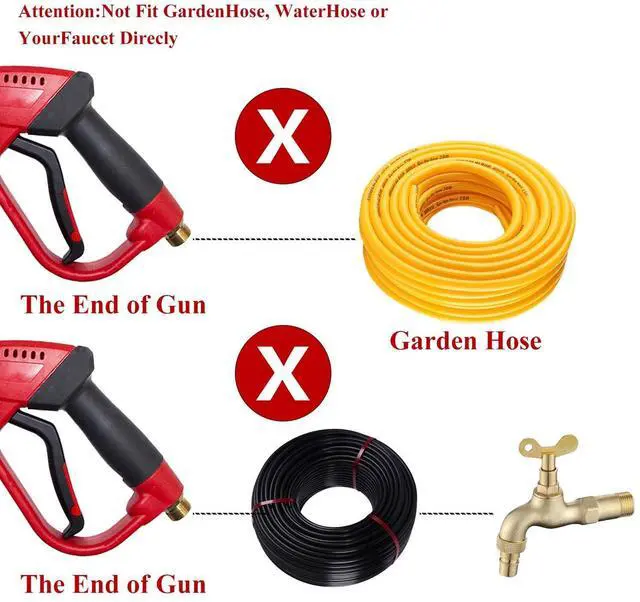 Alt view image 2 of 7 - Pressure Washer Gun, Red High Power Washer Gun with Replacement Wand Extension, 5 Nozzle Tips, M22 Fittings, 40 Inch, 5000 PSI