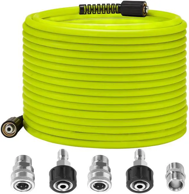 Main image of Pressure Washer Hose 50 FT x 1/4" - Replacement Power Wash Hose with M22 14mm Stainless Steel Quick Connect Power Washer Adapter Sets - 3600PSI