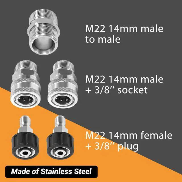 Alt view image 3 of 7 - Pressure Washer Hose 50 FT x 1/4" - Replacement Power Wash Hose with M22 14mm Stainless Steel Quick Connect Power Washer Adapter Sets - 3600PSI