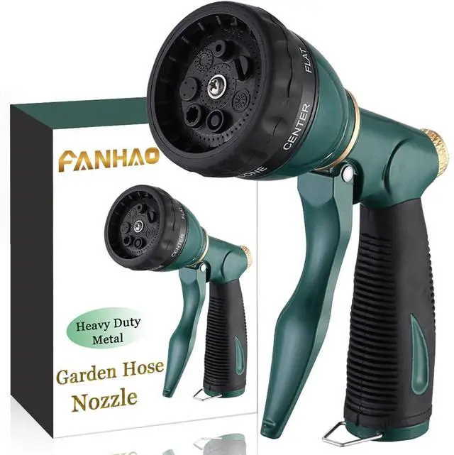 Main image of Garden Hose Nozzle Sprayer Heavy Duty, 100% Metal Spray Nozzle High Pressure Water Hose Nozzle with 7 Patterns for Watering Garden, Washing Cars and Showering Pets