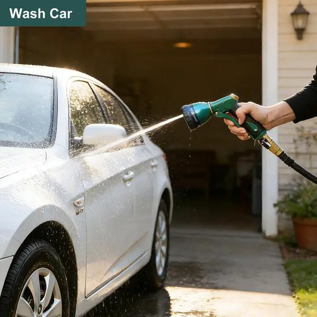 Alt view image 7 of 7 - Garden Hose Nozzle Sprayer Heavy Duty, 100% Metal Spray Nozzle High Pressure Water Hose Nozzle with 7 Patterns for Watering Garden, Washing Cars and Showering Pets
