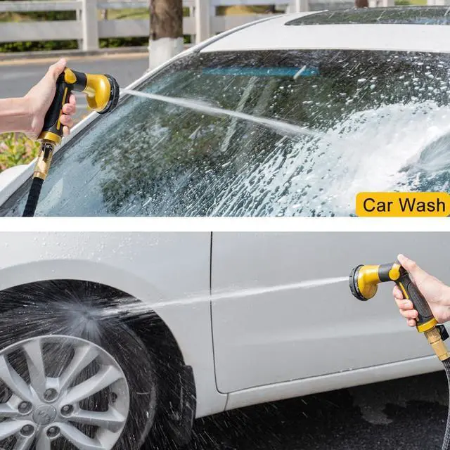 Alt view image 6 of 6 - Garden Hose Nozzle Heavy Duty, 100% Metal Water Hose Sprayer with 8 Spray Patterns, High Pressure Spray Nozzle Thumb Control On Off Valve for Outdoor Lawn & Plant Watering, Car & Pet Washing