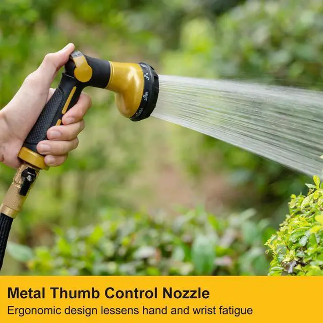 Alt view image 2 of 6 - Garden Hose Nozzle Heavy Duty, 100% Metal Water Hose Sprayer with 8 Spray Patterns, High Pressure Spray Nozzle Thumb Control On Off Valve for Outdoor Lawn & Plant Watering, Car & Pet Washing