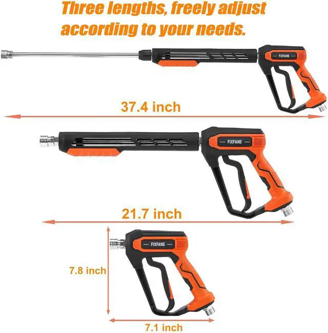 Alt view image 2 of 7 - Pressure Washer Gun Kit, 5000PSI Power Washer Handle Gun with Replacement Wand Extension, High Pressure Spray Gun with 5 Nozzle Tips, M22 Fitting, 1/4" Quick Connect Female