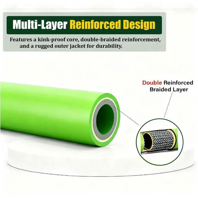 Alt view image 5 of 7 - Pressure Washer Hose 100FT for Power Washer, 5800 PSI Kink Resistant Pressure Washing Extension Hose, 1/4" Power Washer Hose Replacement (M22-14mm) with 3/8" Quick Connector, Green