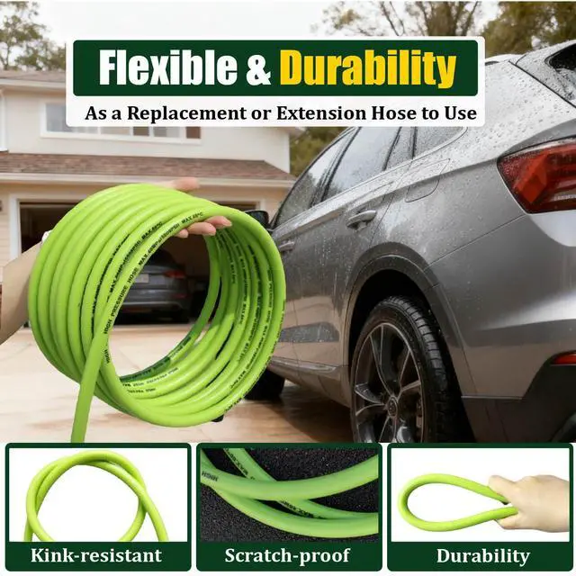 Alt view image 7 of 7 - Pressure Washer Hose 100FT for Power Washer, 5800 PSI Kink Resistant Pressure Washing Extension Hose, 1/4" Power Washer Hose Replacement (M22-14mm) with 3/8" Quick Connector, Green