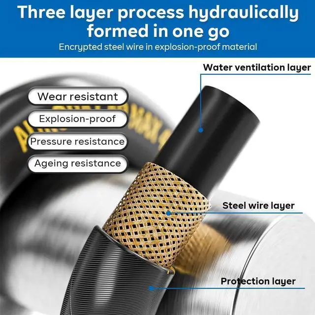 Alt view image 5 of 6 - Pressure Washer Hose 50FT with 3/8 Inch Quick Connect, Kink Resistant High Tensile Wire Power Washer Hose, Industry Grade for Power Washer Hose with 2 pcs M22 14mm Adapter Set,4200 PSI