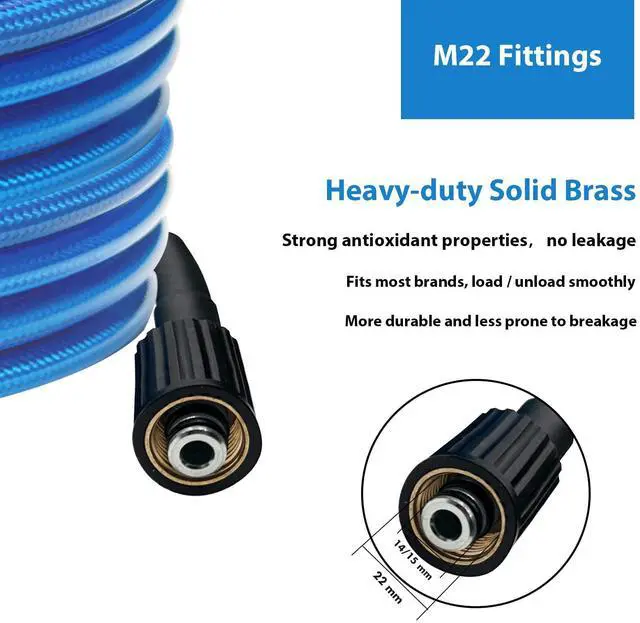 Alt view image 4 of 6 - Pressure Washer Hose 25 FT 1/4 Inch, Kink Resistant Power Washing Extension Hose Compatible with M22 Fittings, Replacement For Most Brand Pressure Washers, 3000 PSI