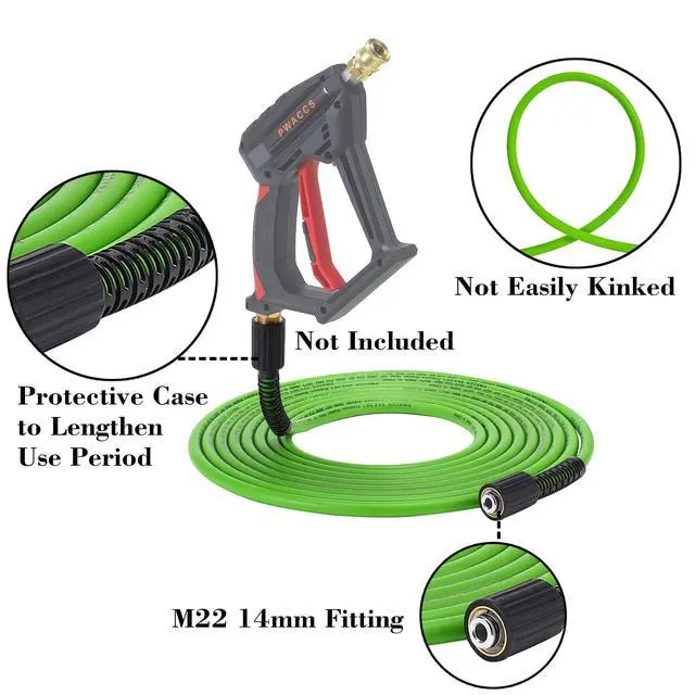 Alt view image 2 of 7 - Pressure Washer Hose for Power Washer 3600 PSI High Pressure Replacement Hose 1/4" x 25 FT Flexible Power Washing Extension Hose Compatible with M22 Fittings