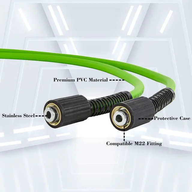 Alt view image 5 of 7 - Pressure Washer Hose for Power Washer 3600 PSI High Pressure Replacement Hose 1/4" x 25 FT Flexible Power Washing Extension Hose Compatible with M22 Fittings