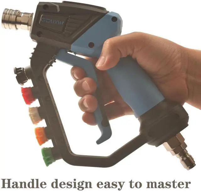 Alt view image 3 of 6 - Short High Power Pressure Washer Gun with Swivel, 5 Nozzle Loss Prevention Design 5000 PSI For Pressure Washer