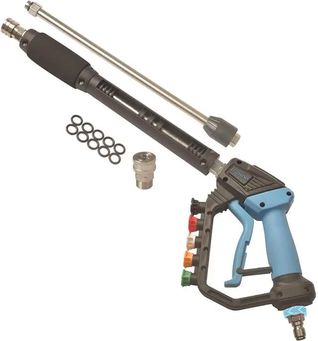 Main image of Adjustable High Power Pressure Washer Gun with Swivel,with 2 Extension Wand 5 Nozzle10 O-Rings Thread Adapter 5000 PSI For Pressure Washer