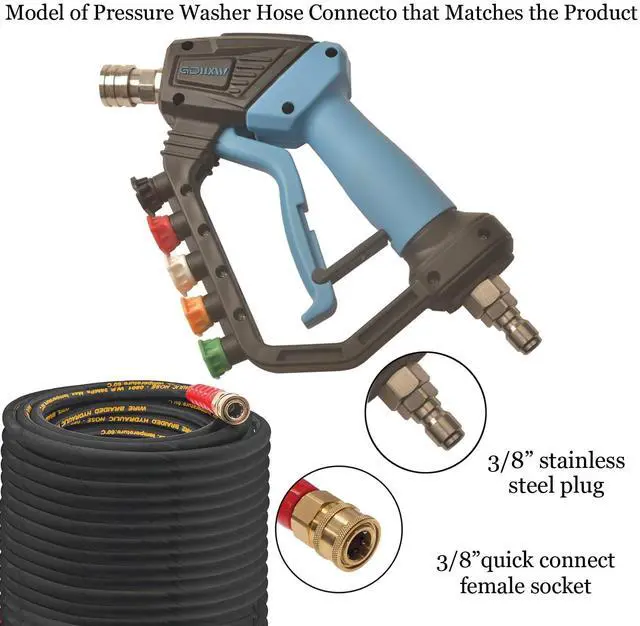 Alt view image 6 of 6 - Short High Power Pressure Washer Gun with Swivel, 5 Nozzle Loss Prevention Design 5000 PSI For Pressure Washer