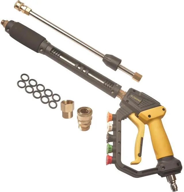 Main image of High Power Washer Gun,Adjustable Pressure Washer Gun with Extension Wand,Quick Connection,with 5 Nozzle Tips, 2 Adapter,10 O-Rings 5000 PSI,Compatible with Most Pressure Washer