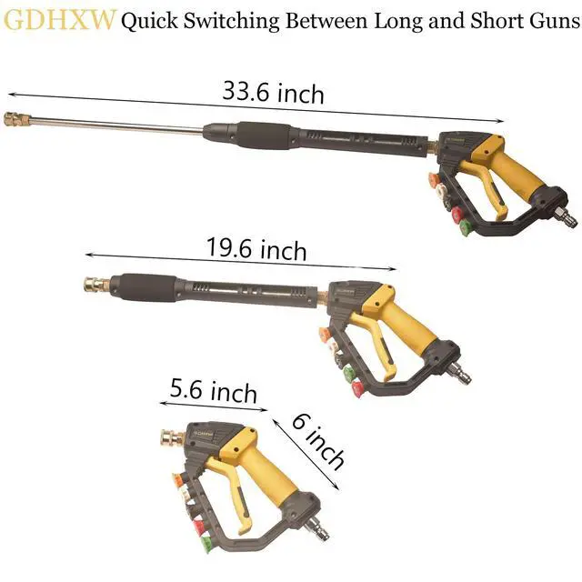 Alt view image 2 of 7 - High Power Washer Gun,Adjustable Pressure Washer Gun with Extension Wand,Quick Connection,with 5 Nozzle Tips, 2 Adapter,10 O-Rings 5000 PSI,Compatible with Most Pressure Washer