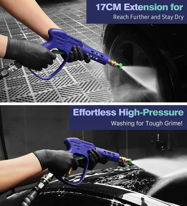 Alt view image 2 of 7 - High Pressure Washer Gun with 3/8" Quick Connect and M22 14mm / 15mm Fitting, Pressure Washer Wands with 5 Nozzles Tips, Power Washer Gun for Car Wash (5000PSI, 8 GPM)