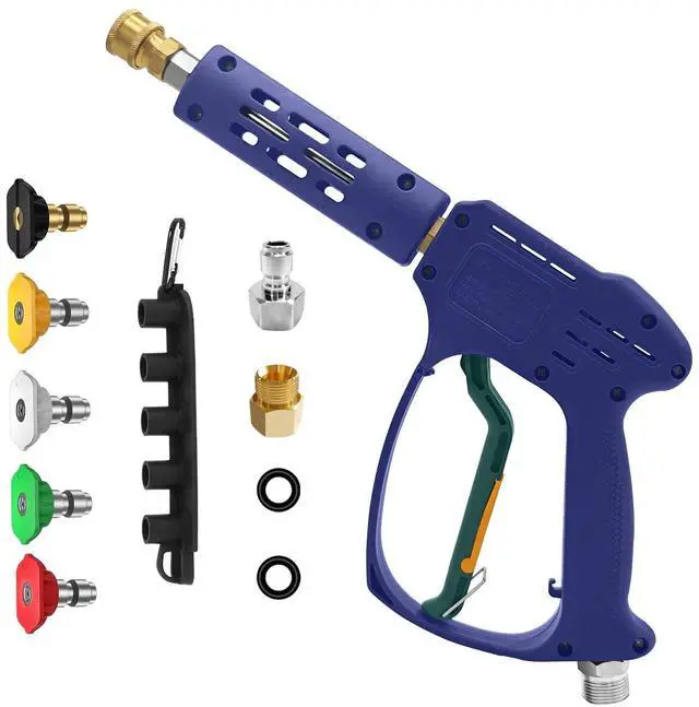 Main image of High Pressure Washer Gun with 3/8" Quick Connect and M22 14mm / 15mm Fitting, Pressure Washer Wands with 5 Nozzles Tips, Power Washer Gun for Car Wash (5000PSI, 8 GPM)