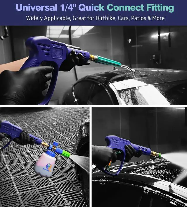 Alt view image 4 of 7 - High Pressure Washer Gun with 3/8" Quick Connect and M22 14mm / 15mm Fitting, Pressure Washer Wands with 5 Nozzles Tips, Power Washer Gun for Car Wash (5000PSI, 8 GPM)