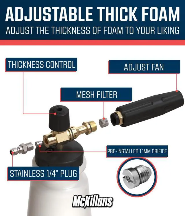 Alt view image 2 of 7 - Foam Cannon for Pressure Washer (Wide Mouth) - Car Wash Snow Foam Cannon Lance Pressure Washer Soap Dispenser for Car Washing with Adjustable Thick Foam + 1/4 Quick Connector