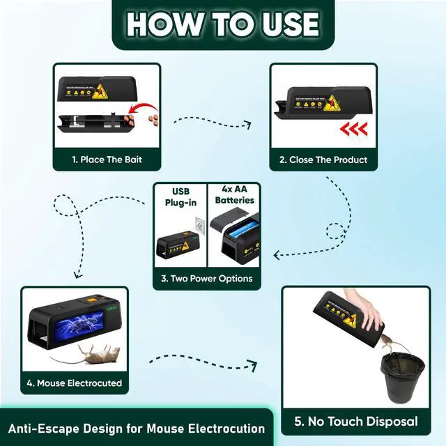 Alt view image 6 of 7 - Upgraded Humane Electric Mouse Trap Zapper, Large Electric Rat Trap No Touch Solution, Reusable Rodent Control for Home with High Voltage Instant Kill for Mouse Rats Mice Squirrels Gopher etc