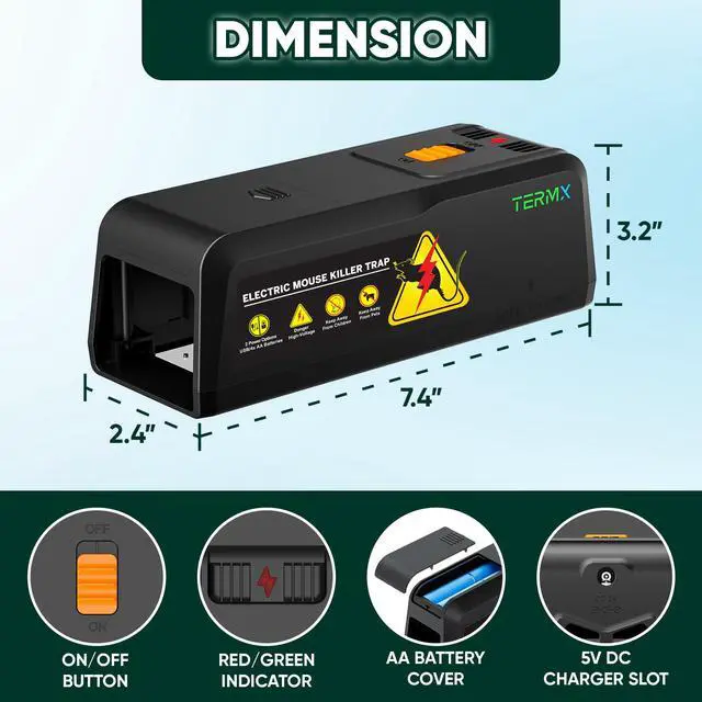 Alt view image 2 of 7 - Upgraded Humane Electric Mouse Trap Zapper, Large Electric Rat Trap No Touch Solution, Reusable Rodent Control for Home with High Voltage Instant Kill for Mouse Rats Mice Squirrels Gopher etc