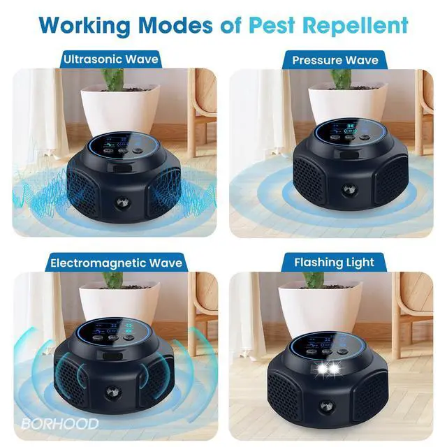 Alt view image 4 of 7 - Ultrasonic Pest Repellent Plug-in, Electronic Mouse Traps & Insect Repellent, Pest Control for Rodent, Roach, Ant, Squirrel, Spider, Bugs, Mouse, Rat, Bat for Home, Office, Warehouse Black 1 Pack