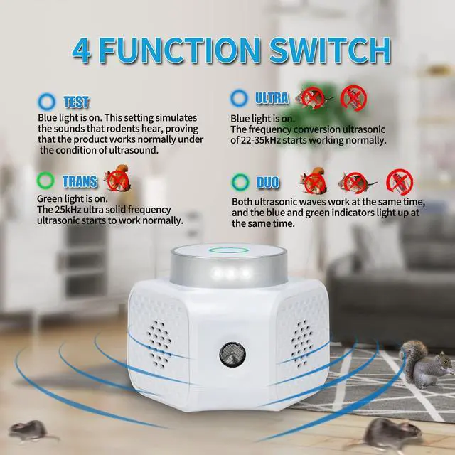 Alt view image 4 of 7 - Rodent Repellent Ultrasonic Plug in - Squirrel Deterrent, Mouse Deterrents That Work, Rodent Repellent Indoor - Squirrel Repellent for Attic Garage RV - Rat Repellent Ultrasonic - UR02