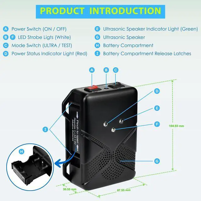 Alt view image 5 of 7 - Ultrasonic Rodent Repellent for Car Engine Battery Powered Under Hood Mouse Repeller with Flashing Strobe Light, Keeps Rats and Mice Away from Vehicle, Automobile, Truck, Garage, Attic, Barn, Shed