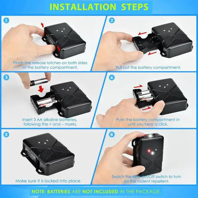 Alt view image 6 of 7 - Ultrasonic Rodent Repellent for Car Engine Battery Powered Under Hood Mouse Repeller with Flashing Strobe Light, Keeps Rats and Mice Away from Vehicle, Automobile, Truck, Garage, Attic, Barn, Shed