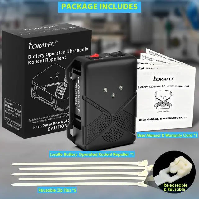 Alt view image 7 of 7 - Ultrasonic Rodent Repellent for Car Engine Battery Powered Under Hood Mouse Repeller with Flashing Strobe Light, Keeps Rats and Mice Away from Vehicle, Automobile, Truck, Garage, Attic, Barn, Shed