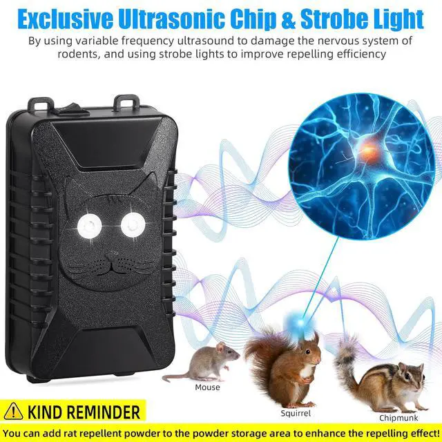 Alt view image 3 of 7 - Ultrasonic Rat Repellent for Car Rodent Repellent Plug-in Rat Deterrent for Car Engines Battery Operated Rodent Deterrent Under Hood Keep Mice Rat Squirrel Out of Attic, Garage, Barn,Indoor,4 Pack