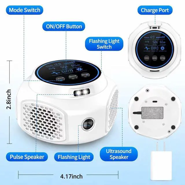 Alt view image 2 of 5 - Ultrasonic Mouse Repellent Pest Control Repeller, Mouse Traps for Rodent, Mice, Ant, Rat, Squirrel, Bug, Roach, Bat, Rat Mice Repellent Device for House Plug in Indoor for Home 1Pack White