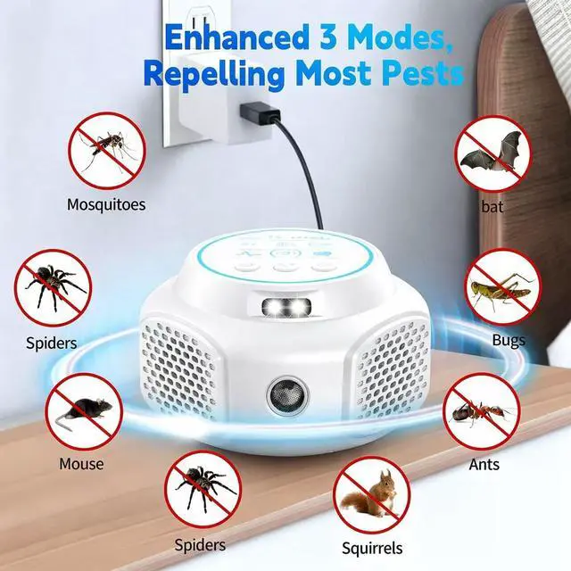 Alt view image 3 of 5 - Ultrasonic Mouse Repellent Pest Control Repeller, Mouse Traps for Rodent, Mice, Ant, Rat, Squirrel, Bug, Roach, Bat, Rat Mice Repellent Device for House Plug in Indoor for Home 1Pack White