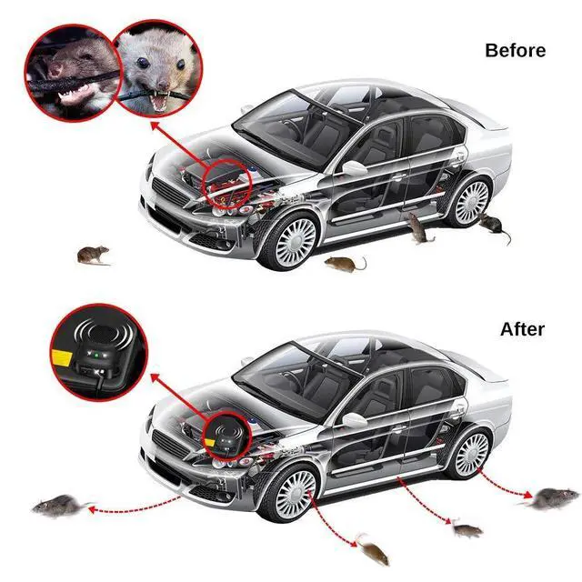 Alt view image 4 of 7 - 2 Pack Under Hood Animal Repeller Car Rat Repeller Rodent Repeller Ultrasonic Mouse Deterrent for 12V Vehicle Get Rid of Mice in Car Engine