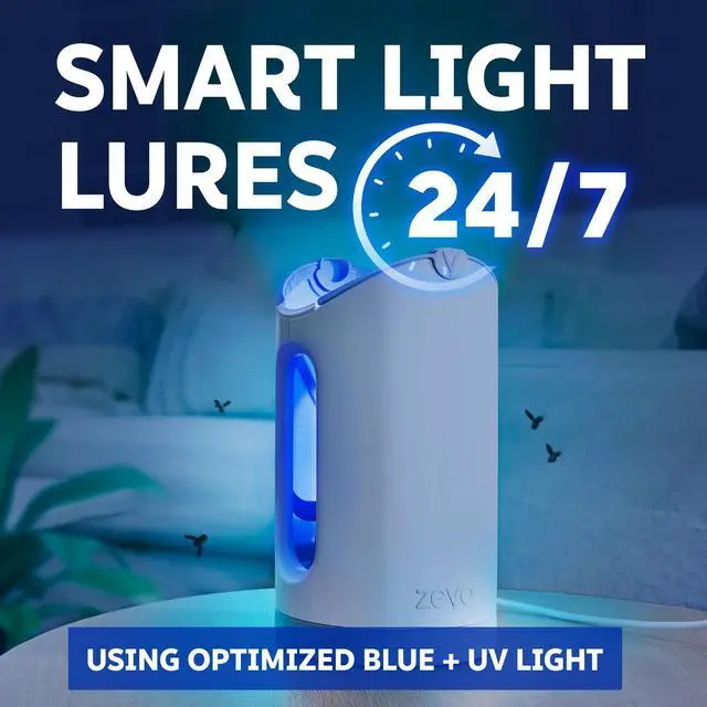 Alt view image 3 of 7 - MAX Bug Catcher & Fly Trap for Indoors - Flying Insect Trap for Gnats, House & Fruit Flies - Use in Any Room - No-Mess Disposal (1 Plug in Base & 2 Cartridges)