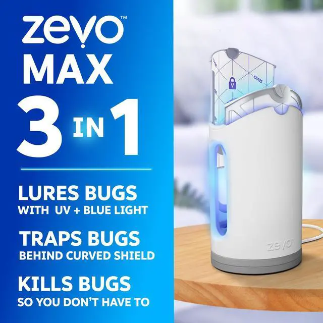 Alt view image 2 of 7 - MAX Bug Catcher & Fly Trap for Indoors - Flying Insect Trap for Gnats, House & Fruit Flies - Use in Any Room - No-Mess Disposal (1 Plug in Base & 2 Cartridges)