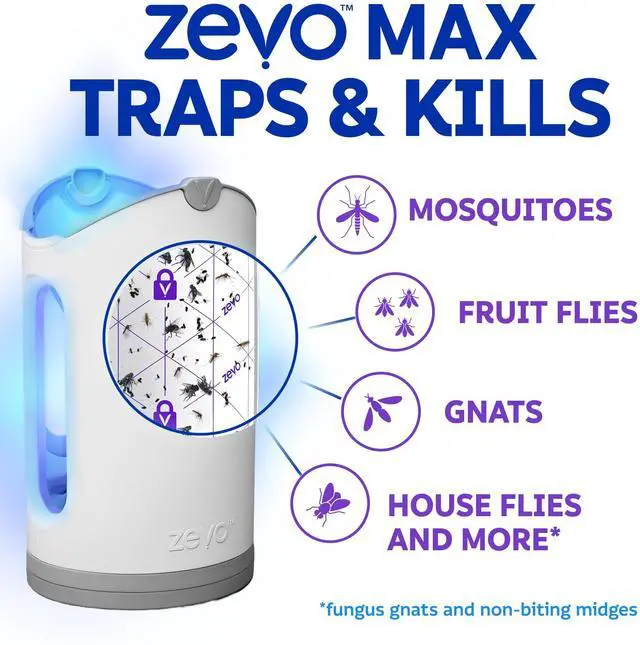 Alt view image 5 of 7 - MAX Bug Catcher & Fly Trap for Indoors - Flying Insect Trap for Gnats, House & Fruit Flies - Use in Any Room - No-Mess Disposal (1 Plug in Base & 2 Cartridges)