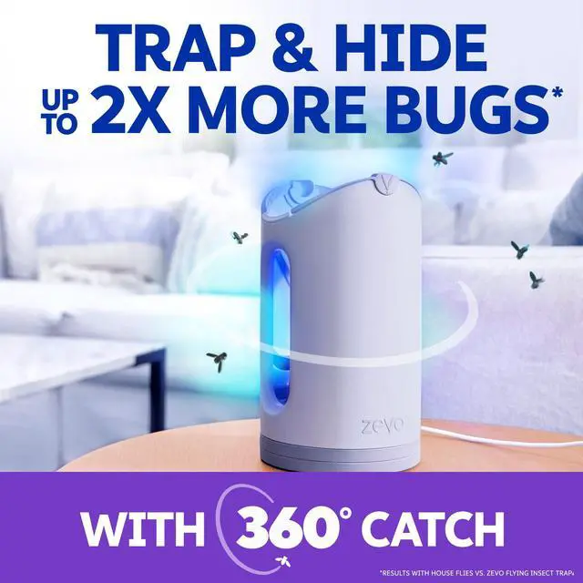 Alt view image 6 of 7 - MAX Bug Catcher & Fly Trap for Indoors - Flying Insect Trap for Gnats, House & Fruit Flies - Use in Any Room - No-Mess Disposal (1 Plug in Base & 2 Cartridges)