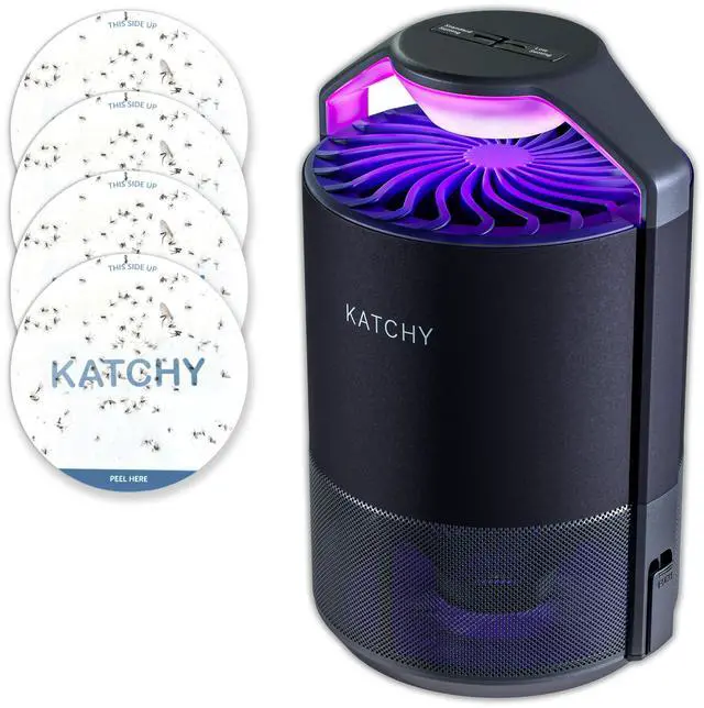 Main image of Flying Insect Trap Indoor Catcher & Killer for Mosquito, Fruit Fly, Gnat & Small Moth Non-Zapper with Suction & Blue Light Ideal for Indoor Spaces, Kitchen & Plants (Original, Black)