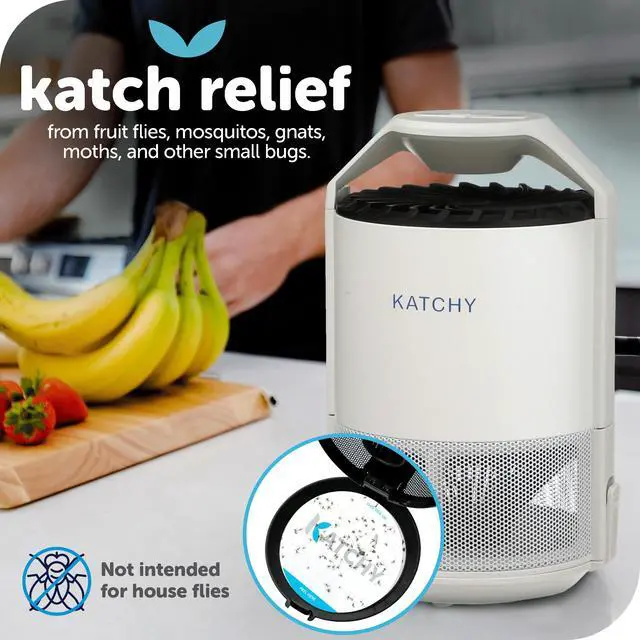 Alt view image 2 of 7 - Indoor Fly Trap Catcher & Killer for Mosquito, Fruit Fly, Gnat & Small Moth Non-Zapper Trap with Fan Suction & Blue UV Light Ideal for Indoor Spaces, Kitchen & Plants (Original, White)