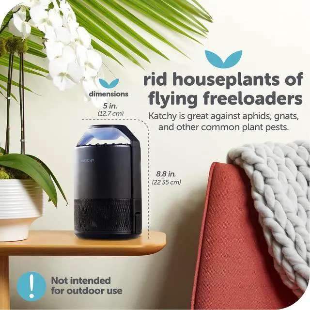 Alt view image 5 of 7 - Flying Insect Trap Indoor Catcher & Killer for Mosquito, Fruit Fly, Gnat & Small Moth Non-Zapper with Suction & Blue Light Ideal for Indoor Spaces, Kitchen & Plants (Original, Black)