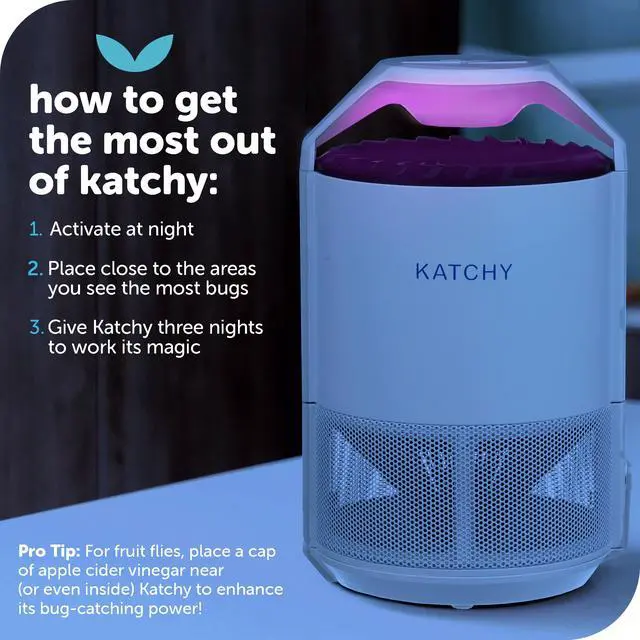 Alt view image 6 of 7 - Indoor Fly Trap Catcher & Killer for Mosquito, Fruit Fly, Gnat & Small Moth Non-Zapper Trap with Fan Suction & Blue UV Light Ideal for Indoor Spaces, Kitchen & Plants (Original, White)